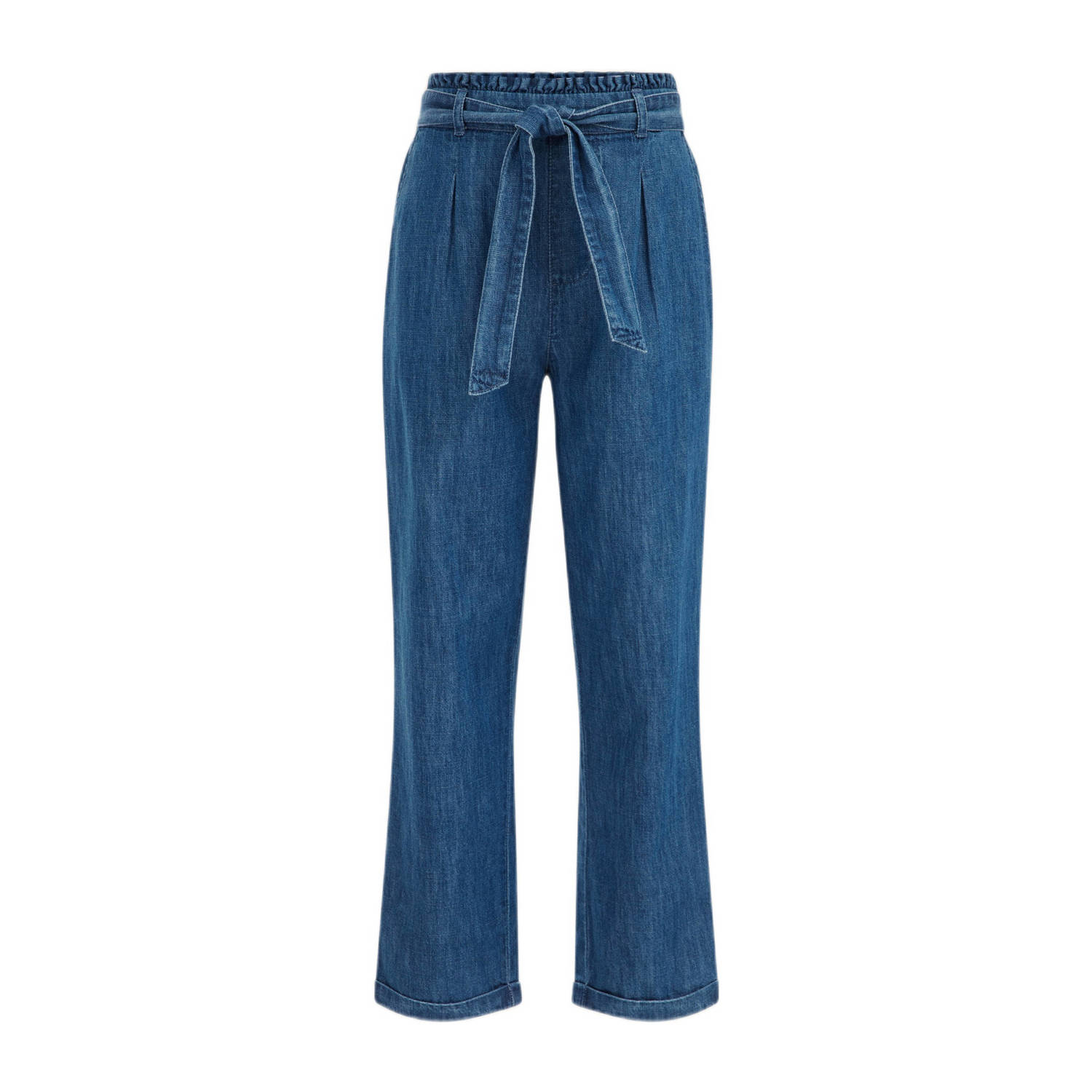 WE Fashion tapered fit jeans medium blue denim Blauw Effen 140