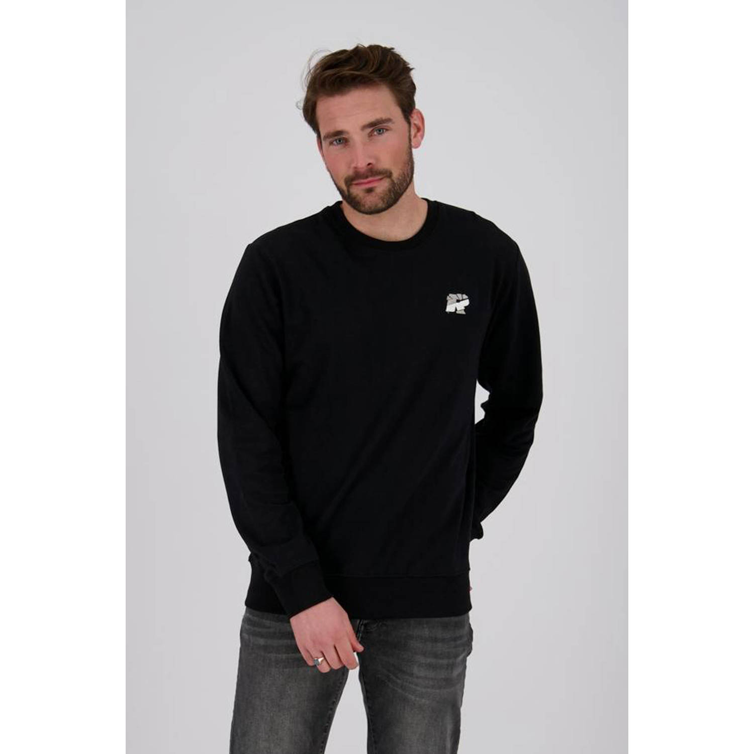 Raizzed sweater Napels met logo zwart