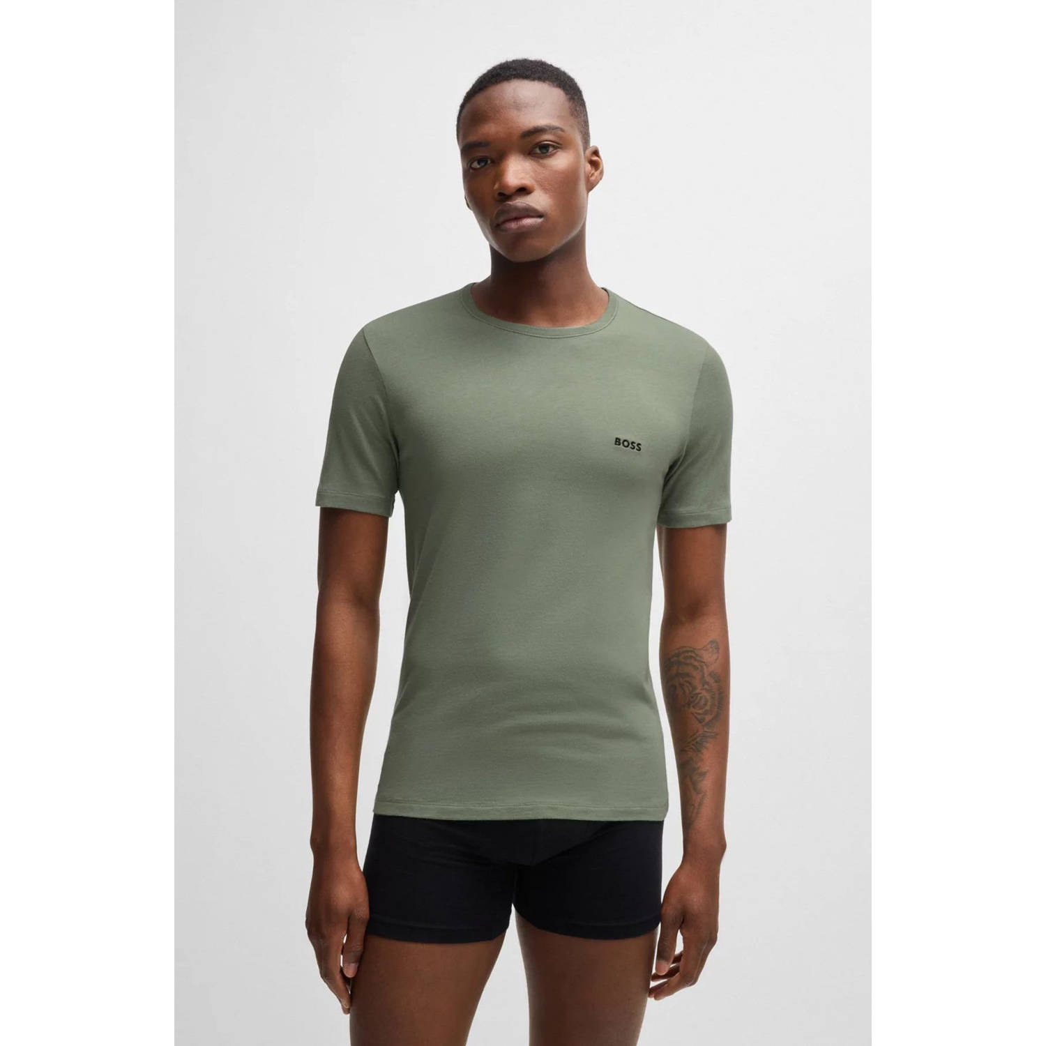 BOSS ondershirt (set van 3) donkerblauw lichtgroen zwart