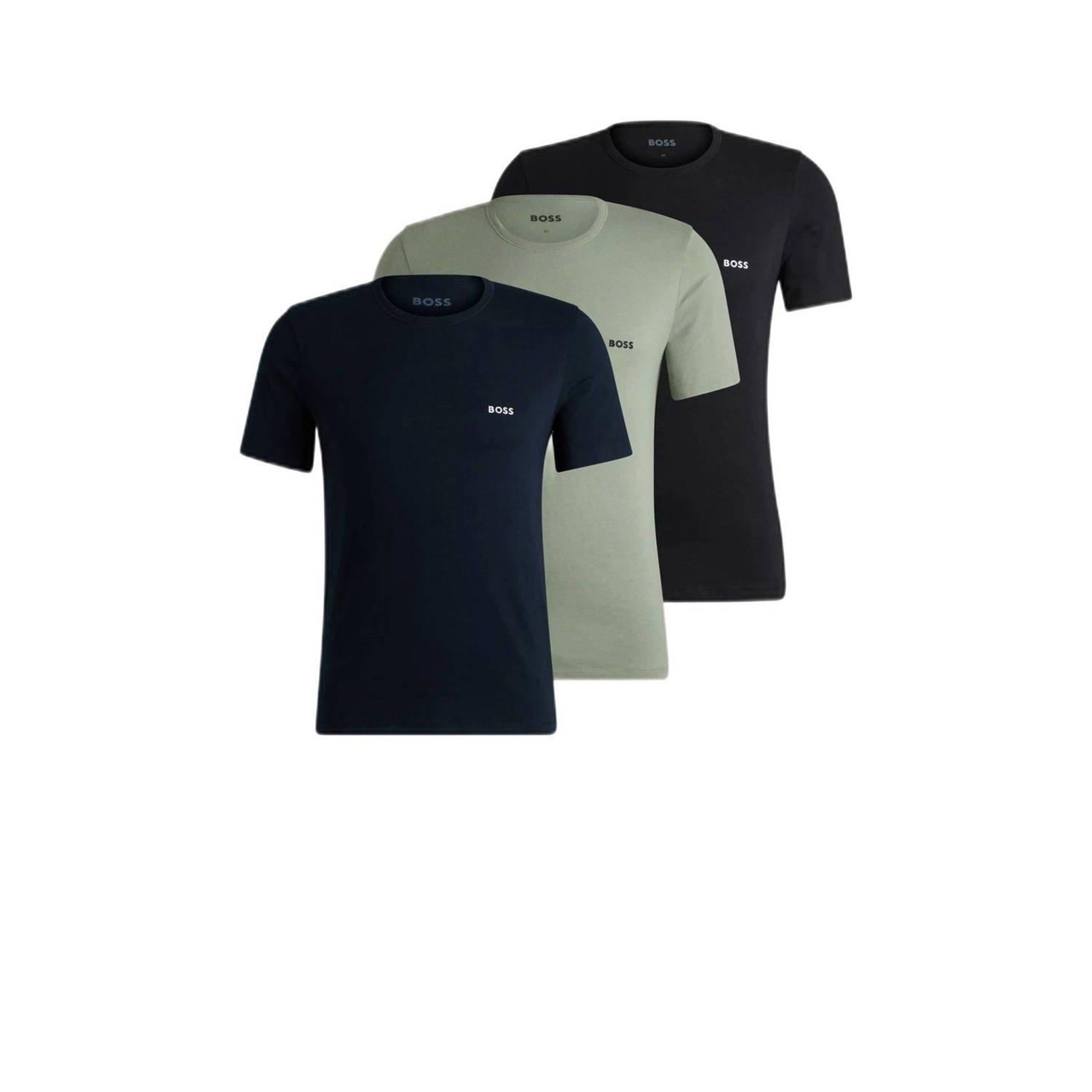 BOSS ondershirt (set van 3) donkerblauw lichtgroen zwart