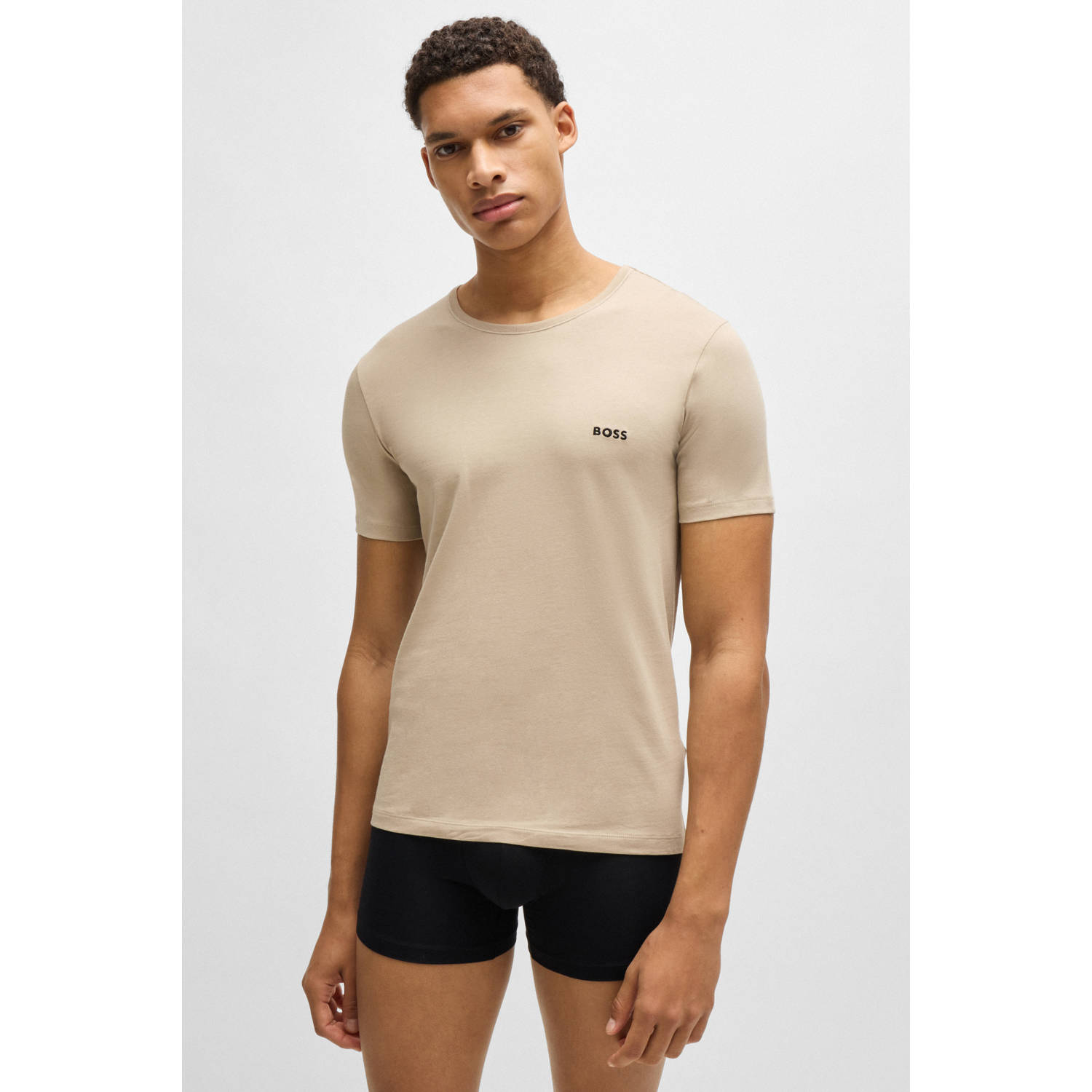 BOSS ondershirt (set van 3) beige olijfgroen zwart
