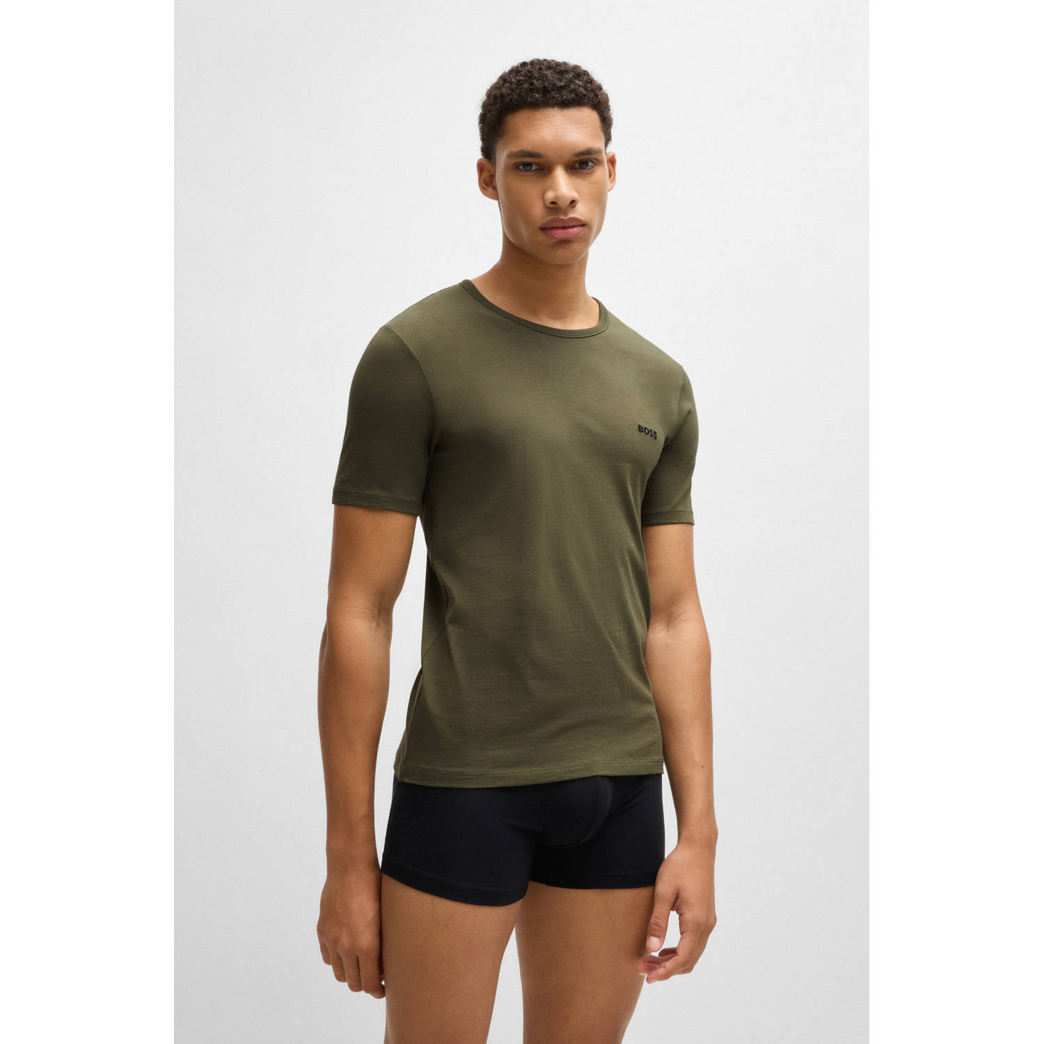 BOSS ondershirt (set van 3) beige olijfgroen zwart