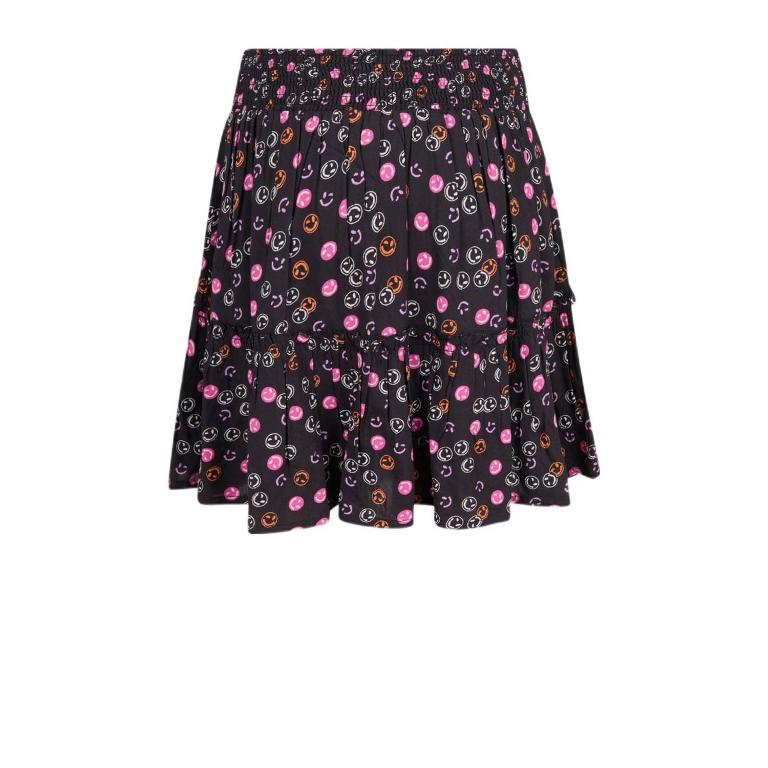 Shoeby rok met all over print donkergrijs roze oranje