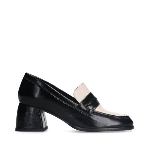 Manfield lakleren pumps zwart/wit afbeelding