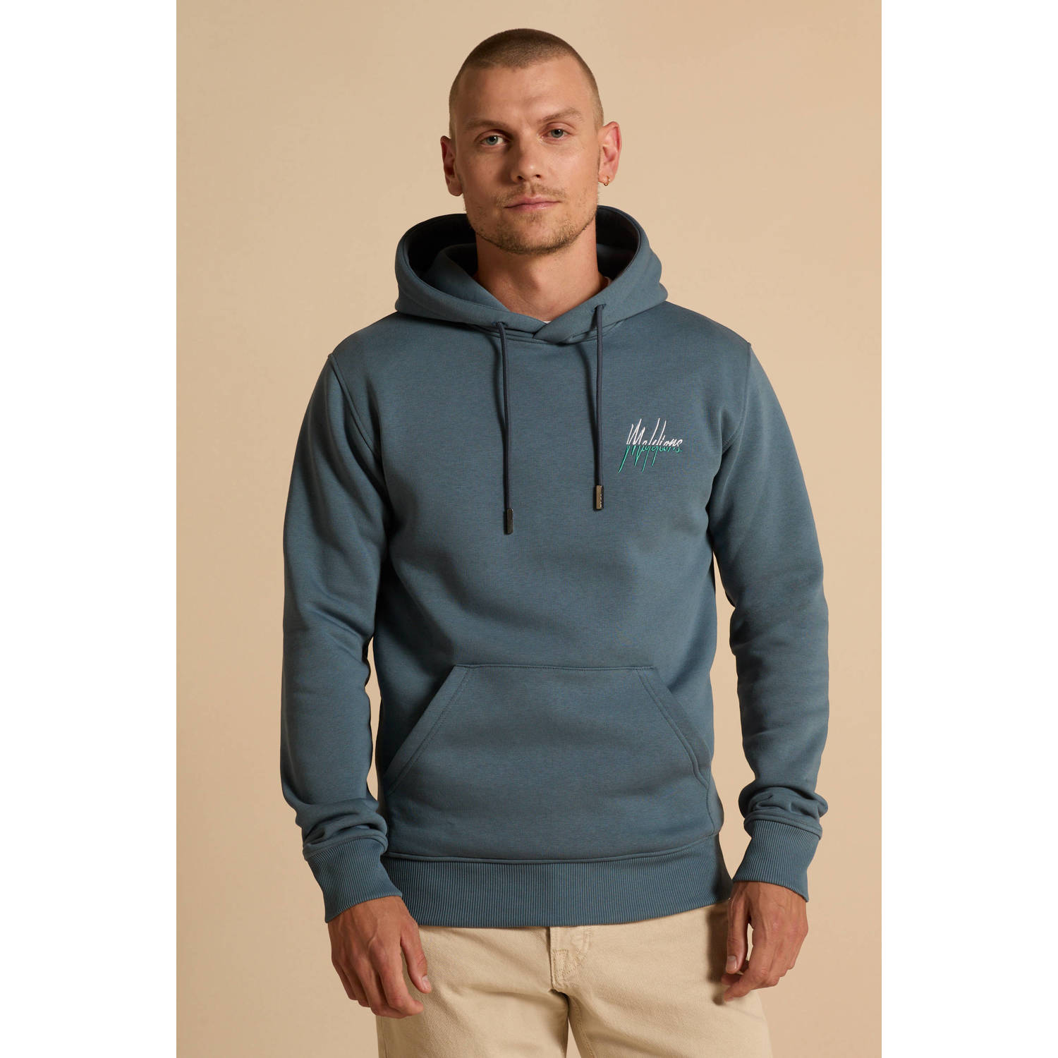 Malelions hoodie met backprint blauw