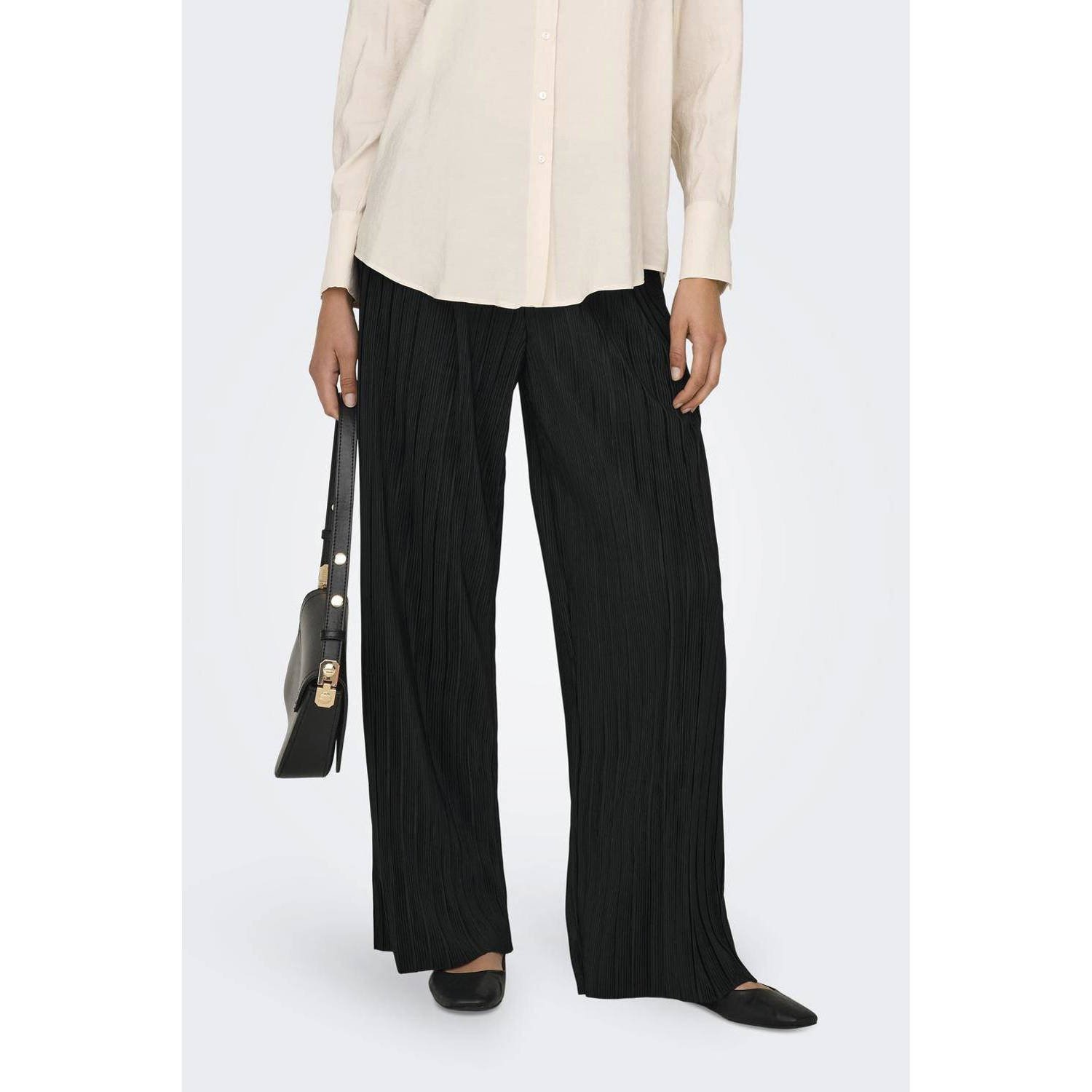 ONLY wide leg broek ONLRAVENNA zwart