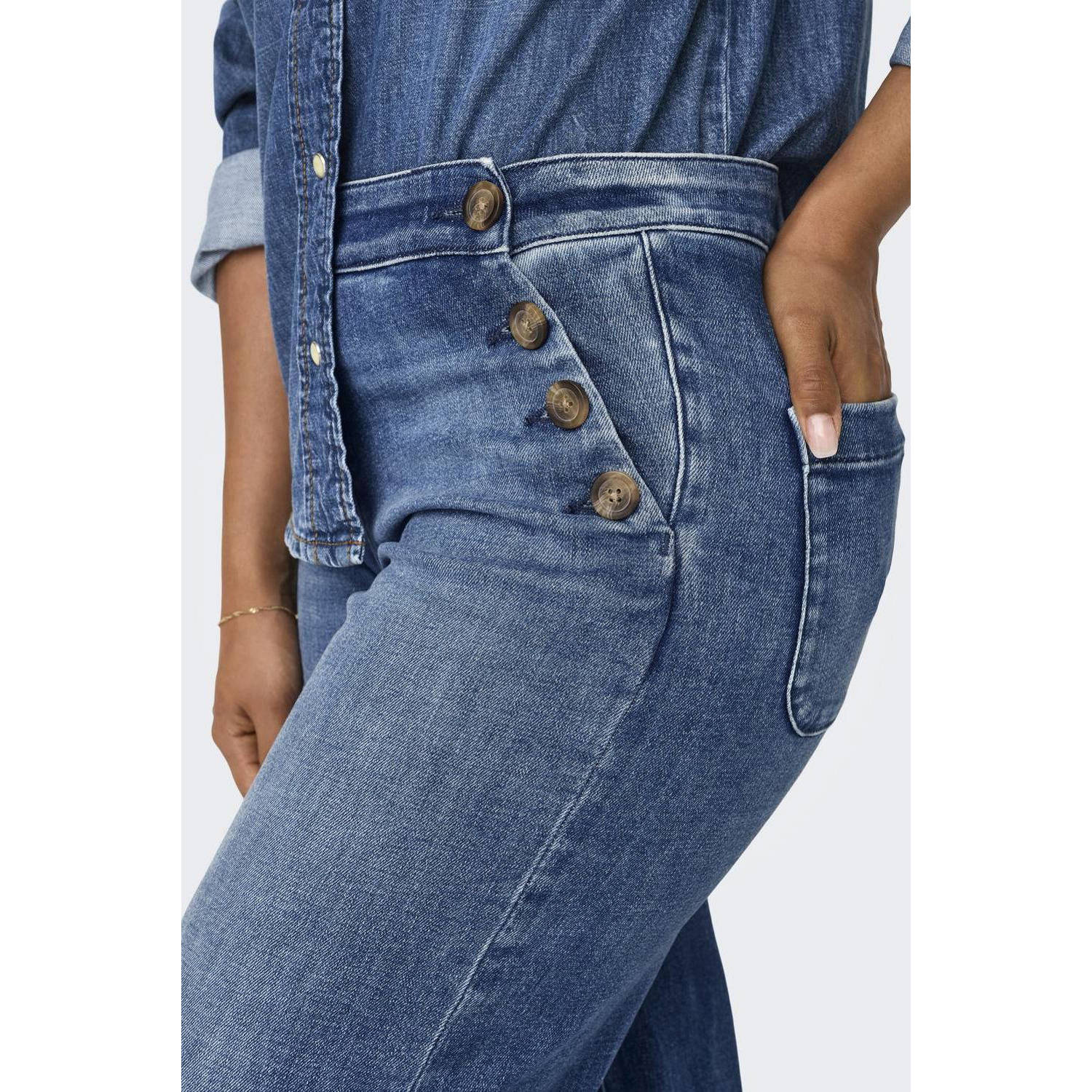 ONLY high waist wide leg jeans ONLMADISON medium blue denim