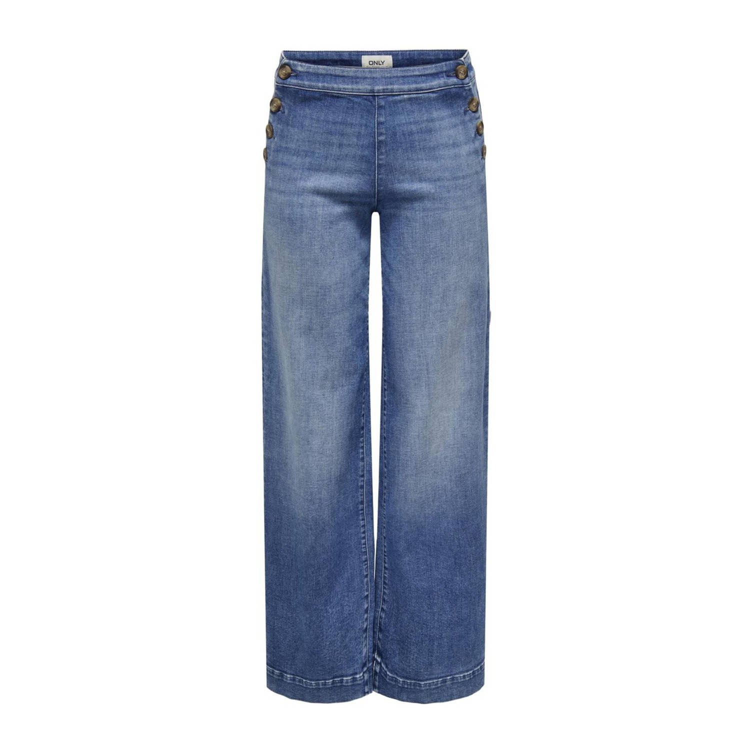 ONLY high waist wide leg jeans ONLMADISON medium blue denim