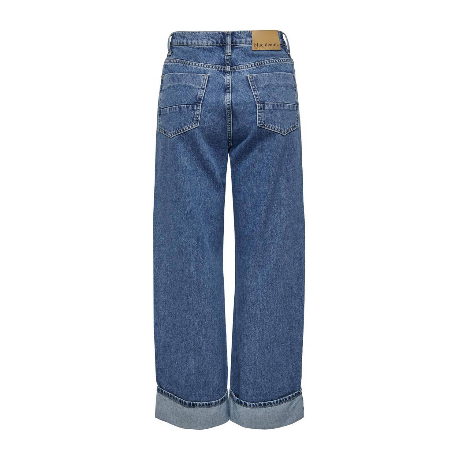 ONLY high waist wide leg jeans ONLHOPE medium blue denim