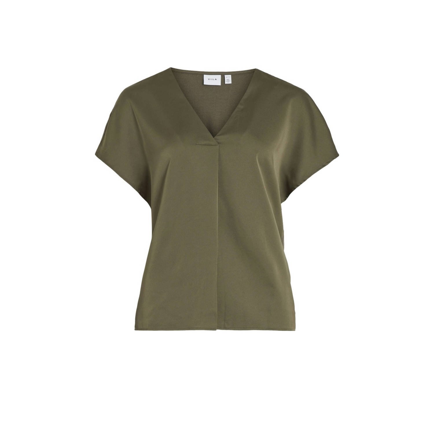 Vila Shirt met V-hals VIELLETTE V-NECK S S SATIN TOP NOOS