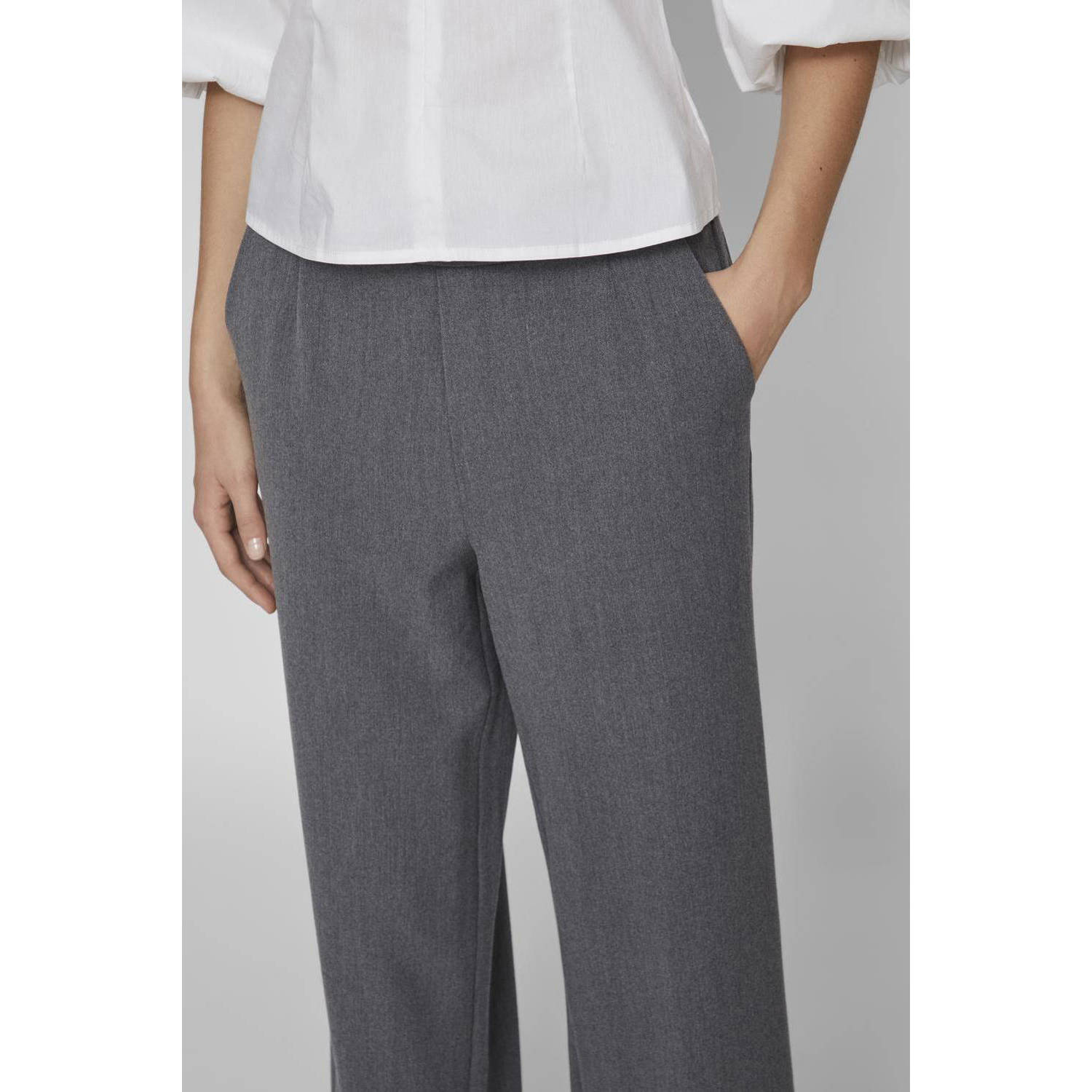 VILA high waist wide leg broek VIVARONE grijs