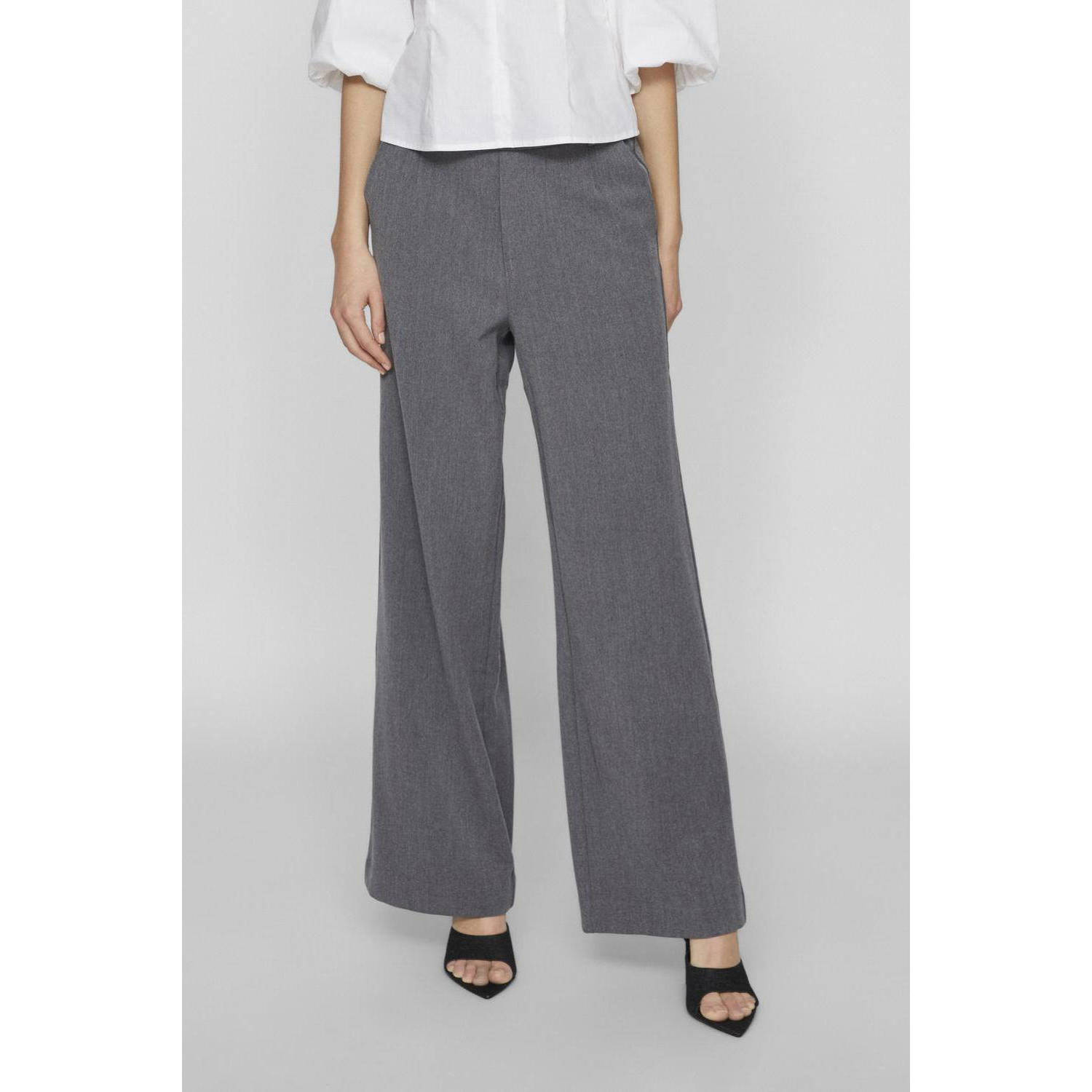VILA high waist wide leg broek VIVARONE grijs