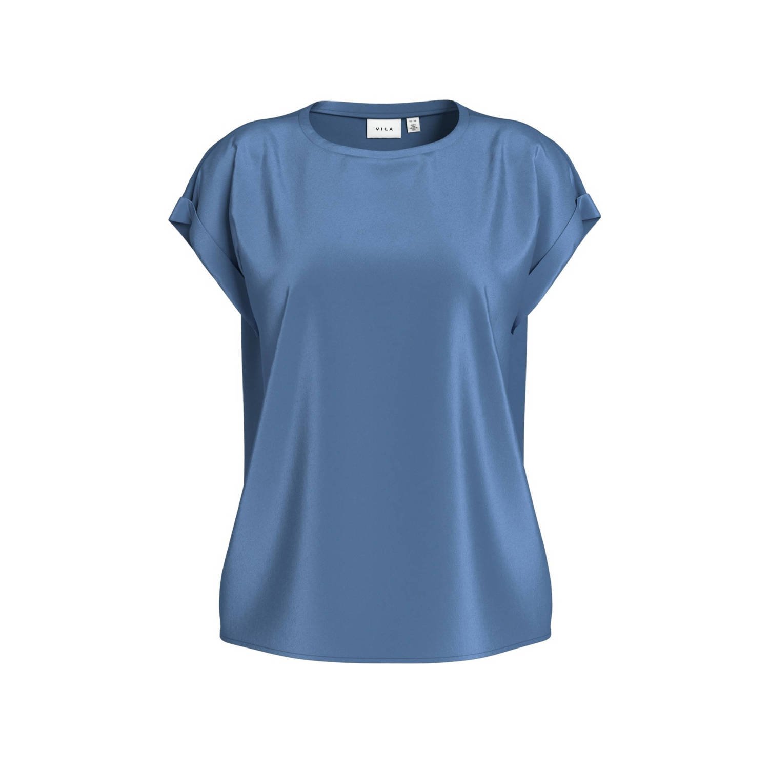 Vila Satin Top Dames T-Shirt Lente Zomer Blue Dames