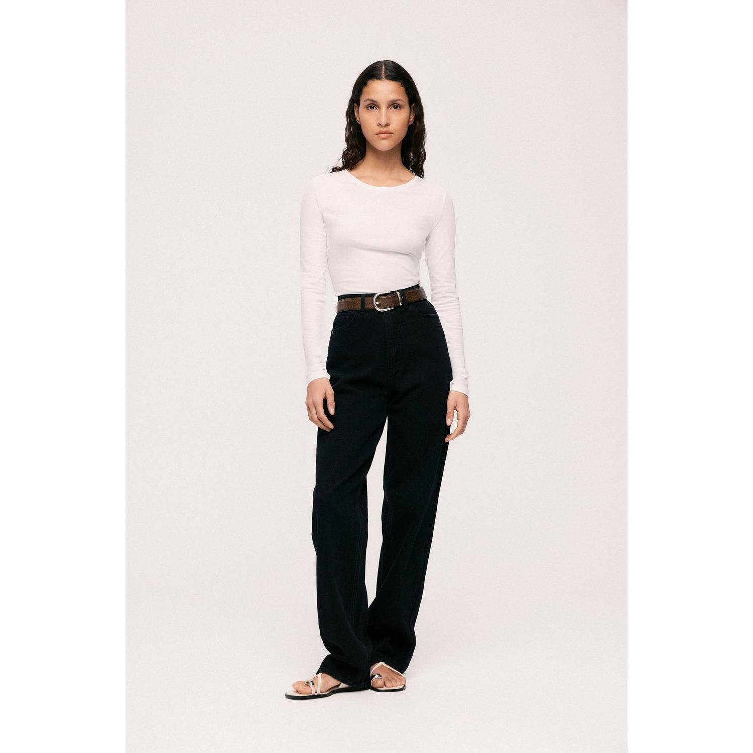VILA high waist straight jeans VIKELLY black
