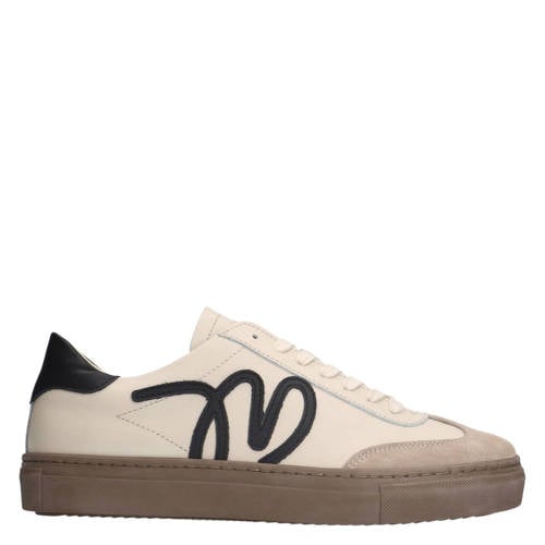 Manfield leren sneakers beige afbeelding