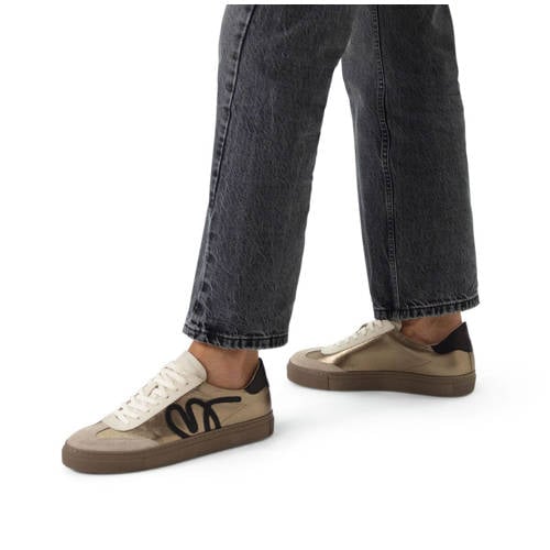 Manfield leren sneakers goud afbeelding