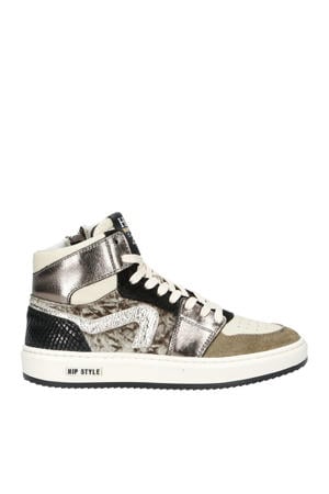 H1765 leren sneakers taupe