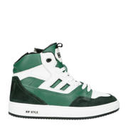 thumbnail: Groen en witte jongens Hip leren sneakers met rits- en vetersluiting