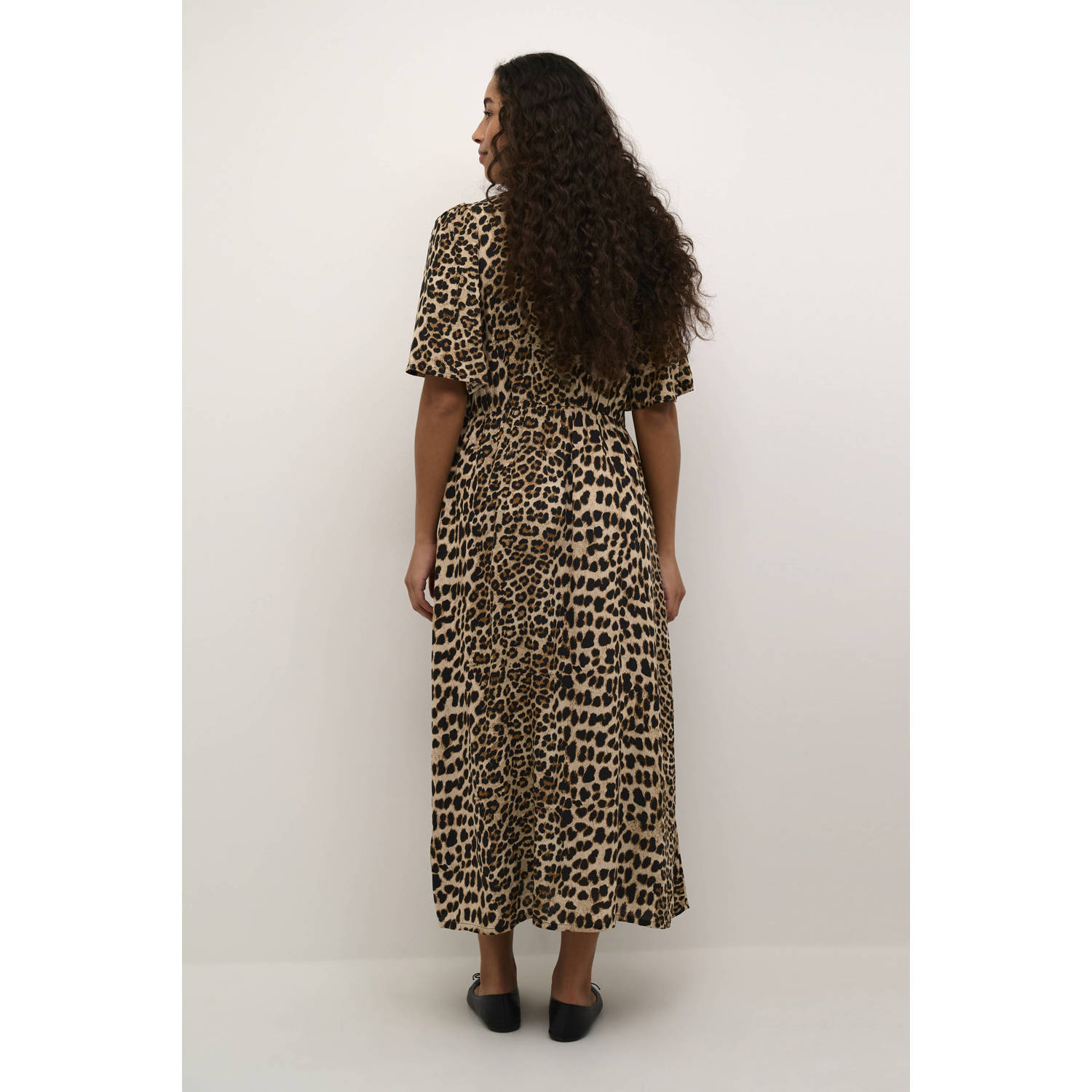 Kaffe jurk met all over print bruin
