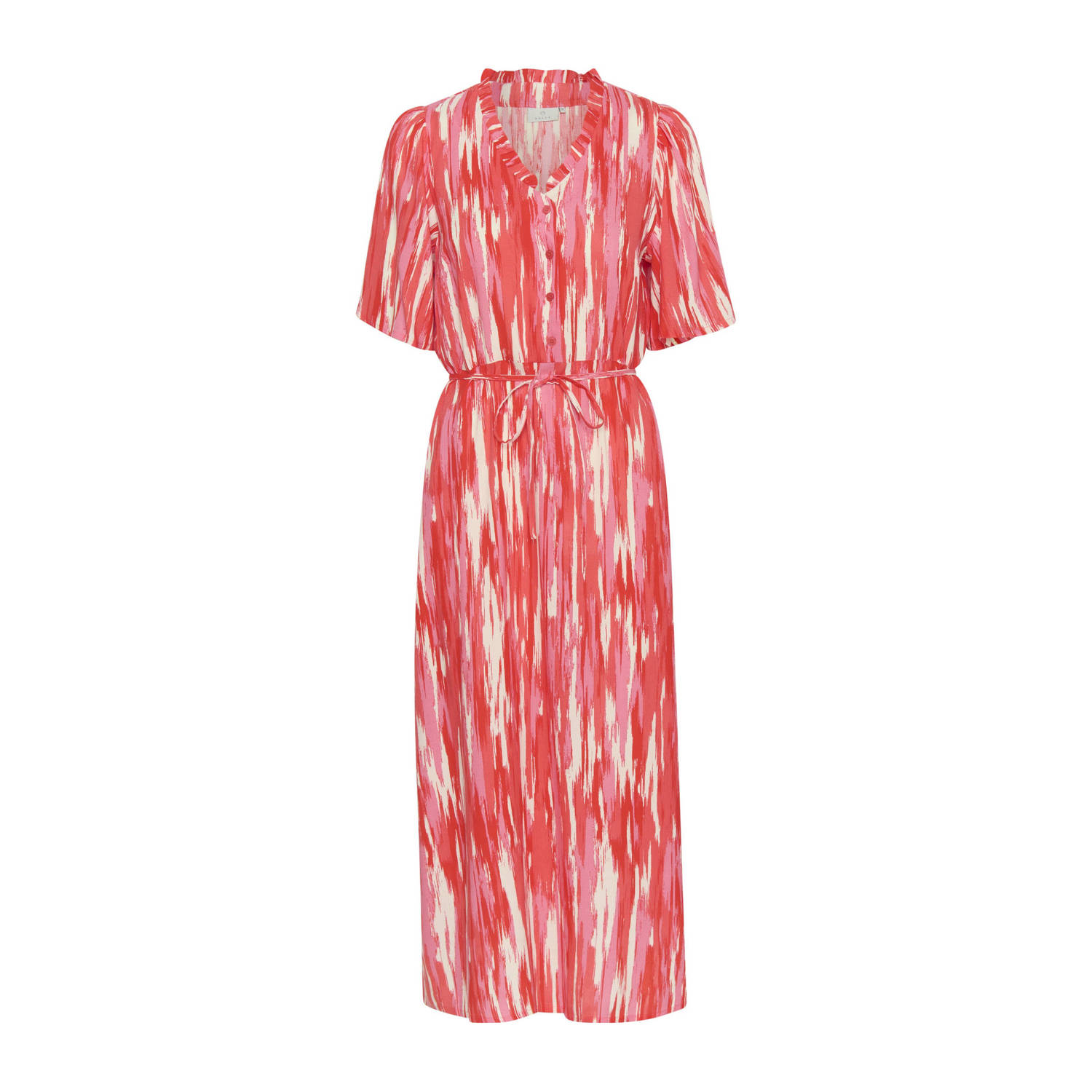 Kaffe Roze Abstracte Print Lange Jurk Pink Dames