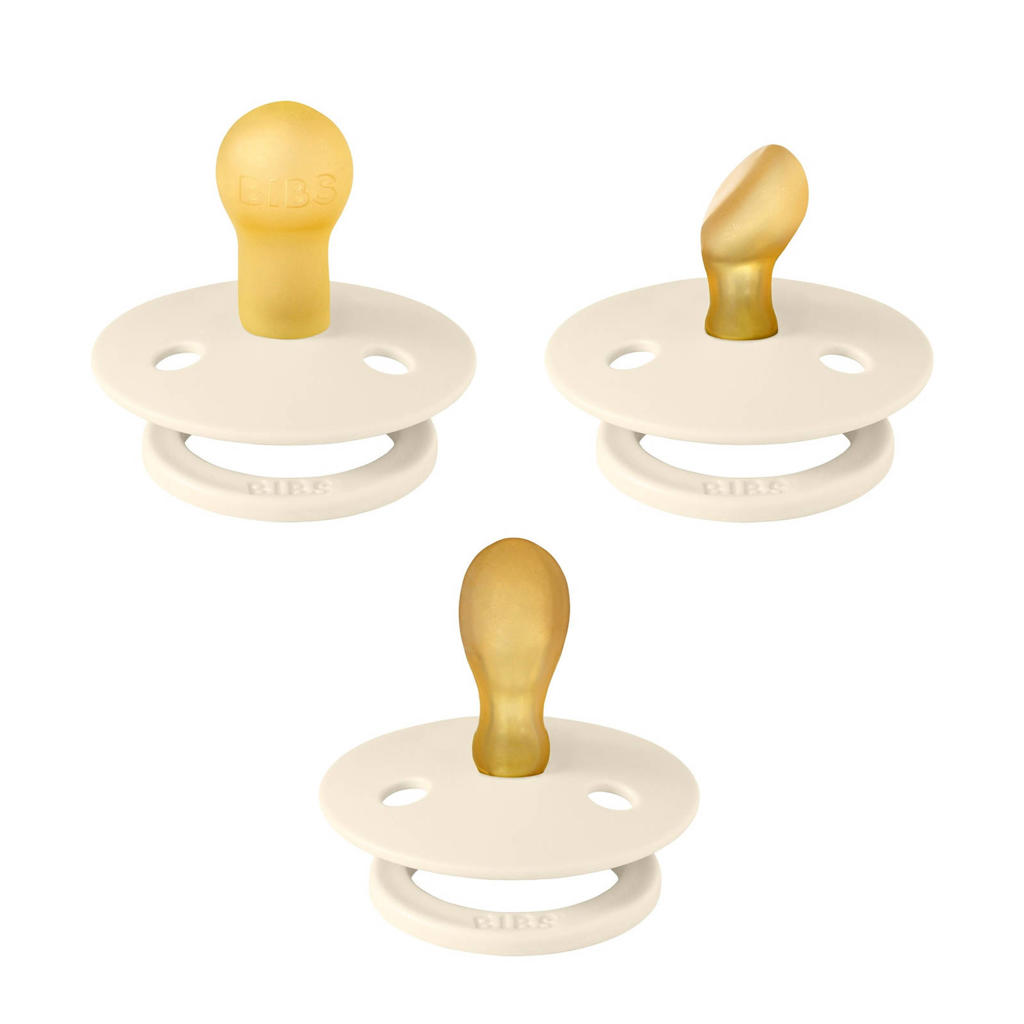 BIBS Colour Try-it Kit fopspeen  (anatomisch , symmetrisch en rond)  - maat 1 - Ivory (3 stuks)
