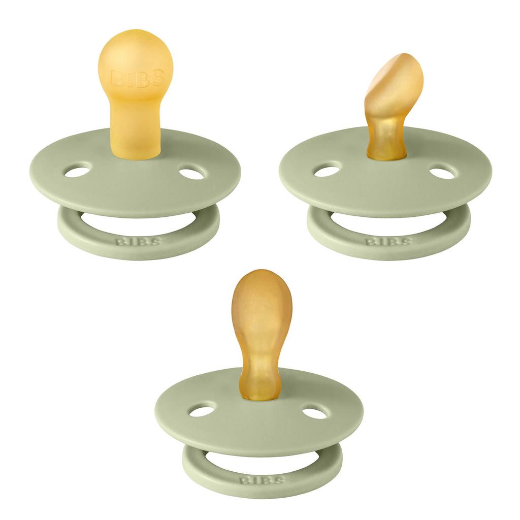 BIBS Colour Try-it Kit fopspeen (anatomisch , symmetrisch en rond) - maat 1 - Sage (3 stuks)