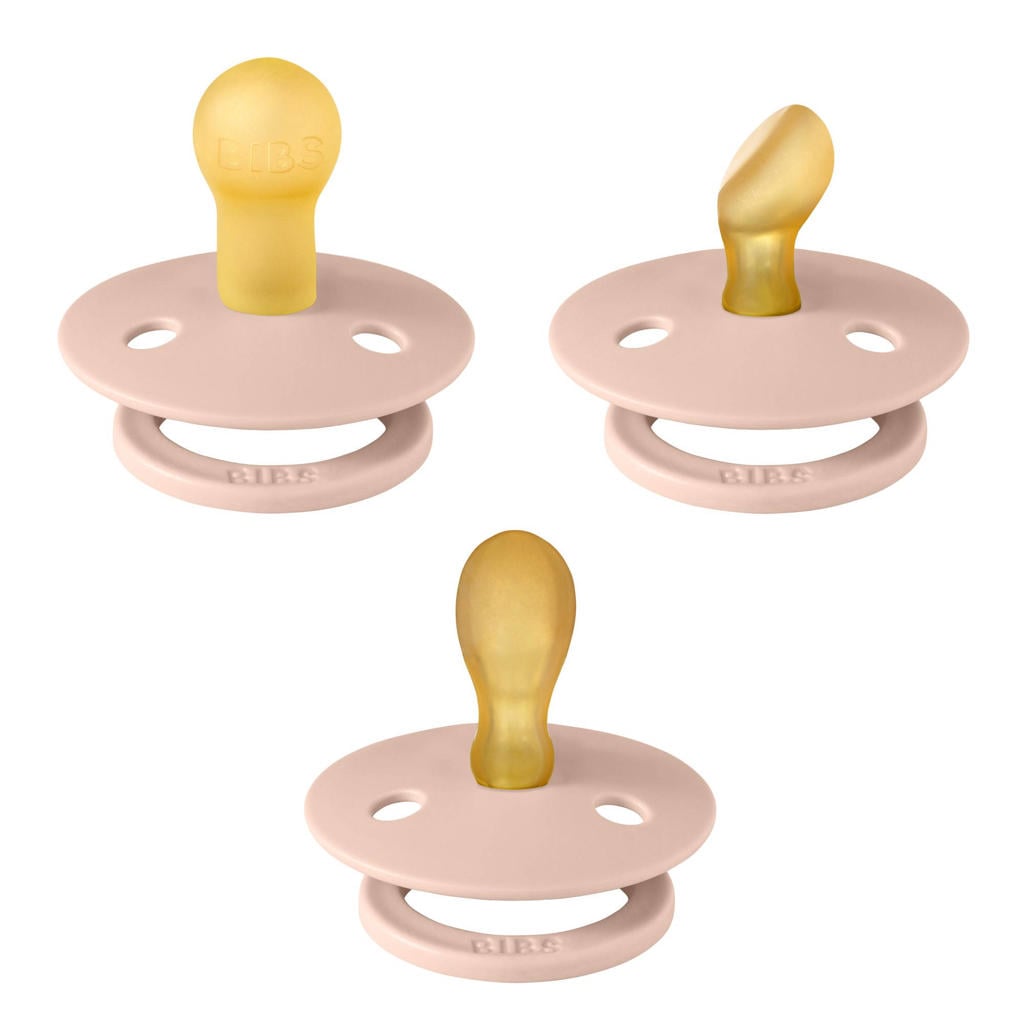 BIBS Colour Try-it Kit fopspeen (anatomisch , symmetrisch en rond) - maat 1 - Blush (3 stuks)