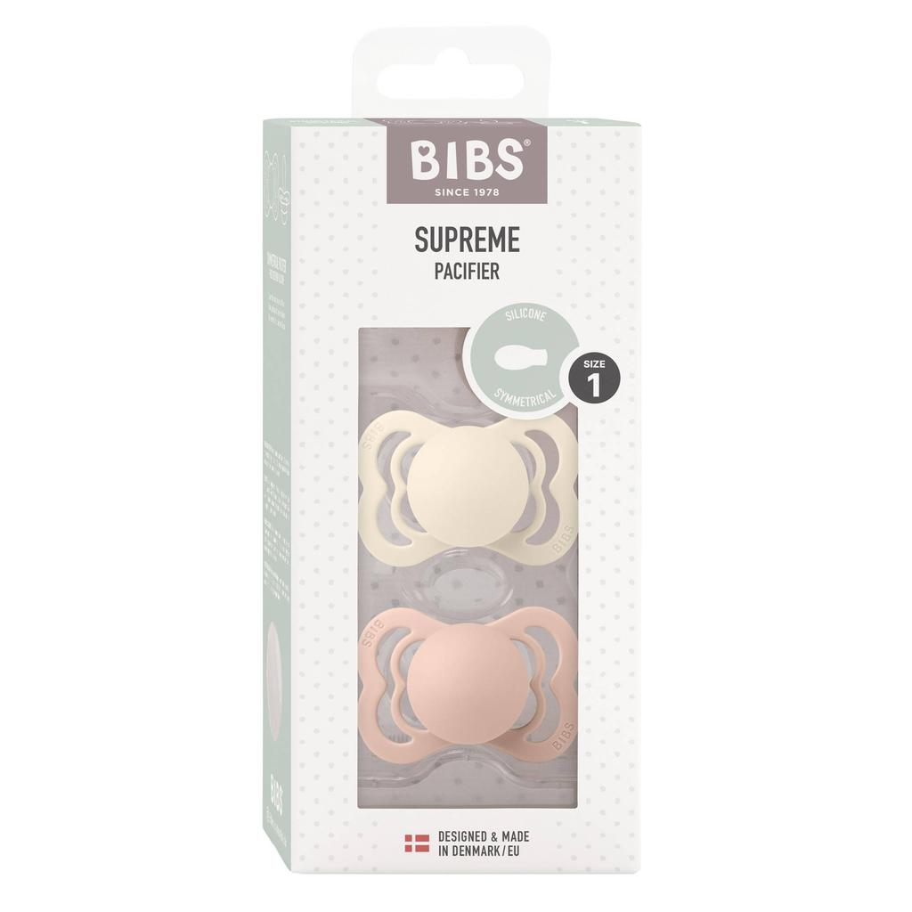 BIBS Supreme fopspeen - maat 1 - Ivory / Blush (2 stuks)