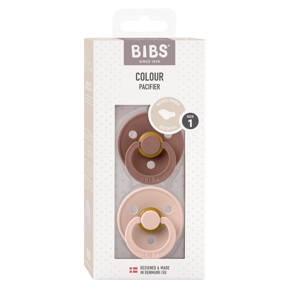 BIBS Colour fopspeen - maat 1 - Woodchuck / Blush (2 stuks)