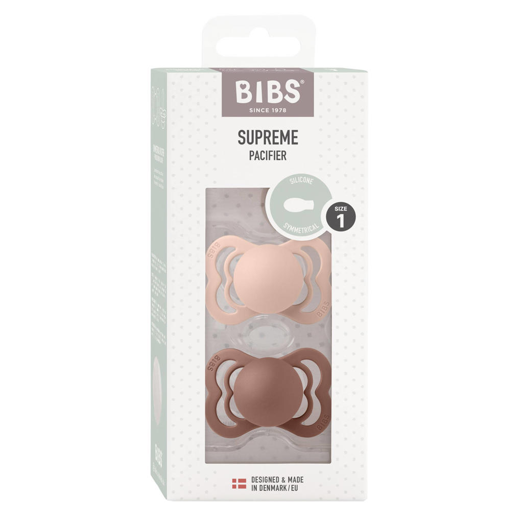BIBS Supreme fopspeen - maat 1 - Woodchuck / Blush (2 stuks)