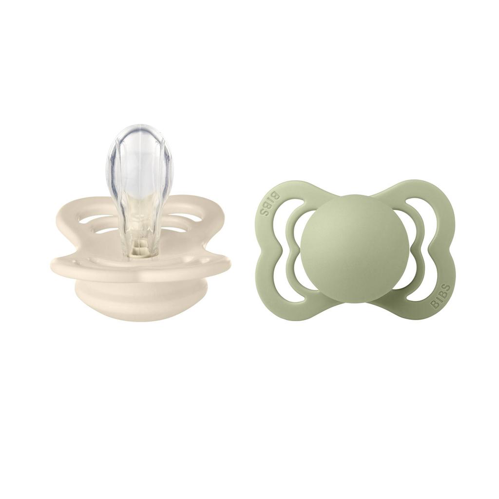BIBS Supreme fopspeen - maat 1 - Ivory / Sage (2 stuks)