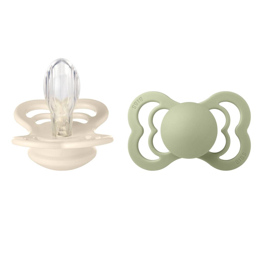 BIBS Supreme fopspeen - maat 2 - Ivory / Sage (2 stuks)