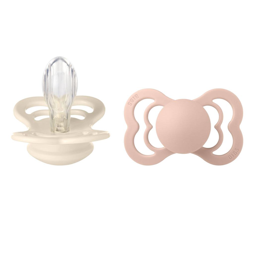 BIBS Supreme fopspeen - maat 2 - Ivory / Blush (2 stuks)