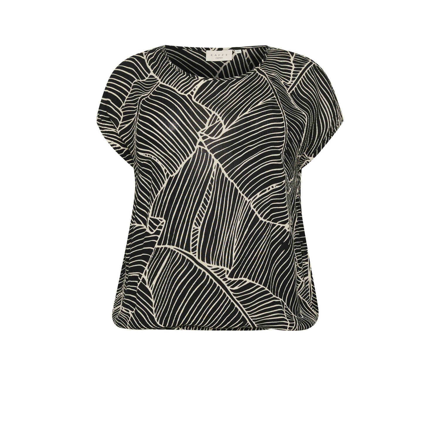 Kaffe Curve blousetop KCAmi met all over print zwart ecru