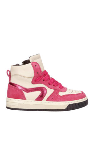   leren sneakers fuchsia