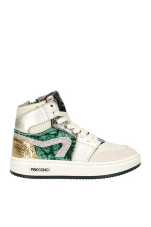   leren sneakers beige/groen