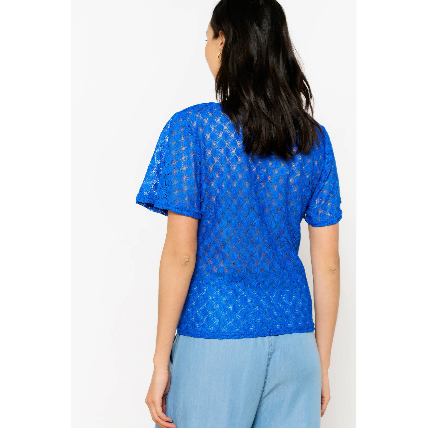 LOLALIZA gebreide top met ingebreid patroon blauw