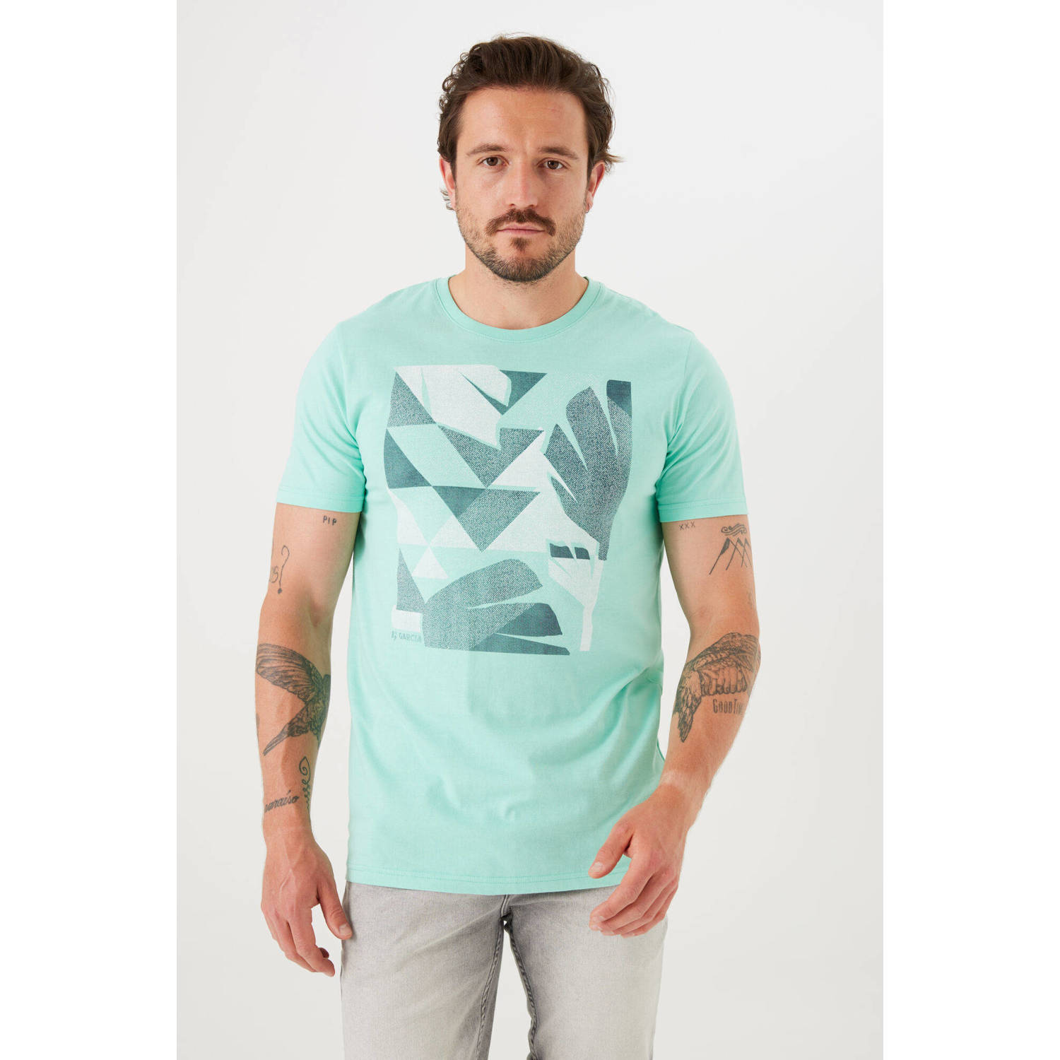 Garcia T-shirt met printopdruk lichtgroen