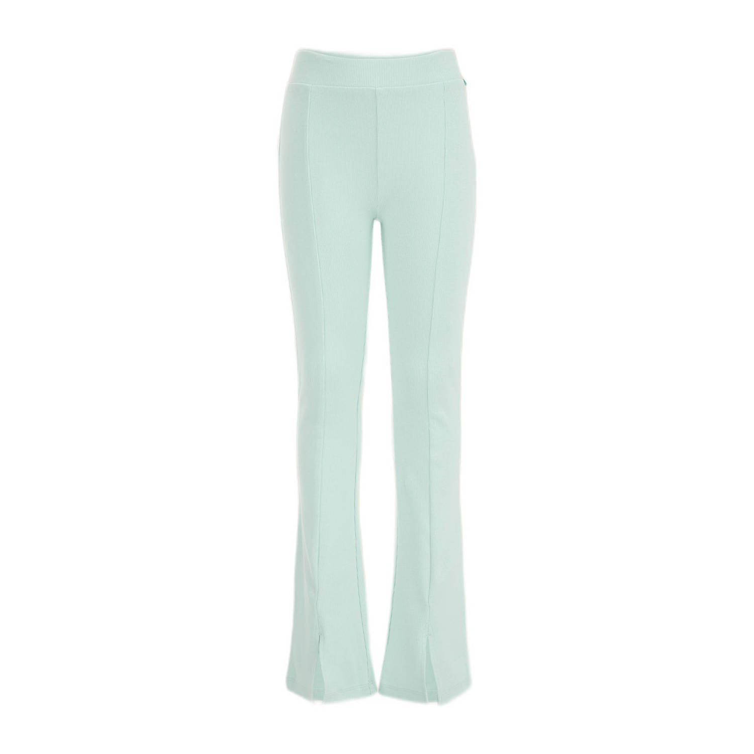 WE Fashion flared broek mintgroen Meisjes Stretchkatoen Effen 122