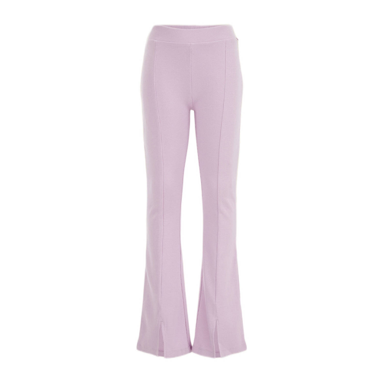 WE Fashion flared broek lila Paars Meisjes Stretchkatoen Effen 104