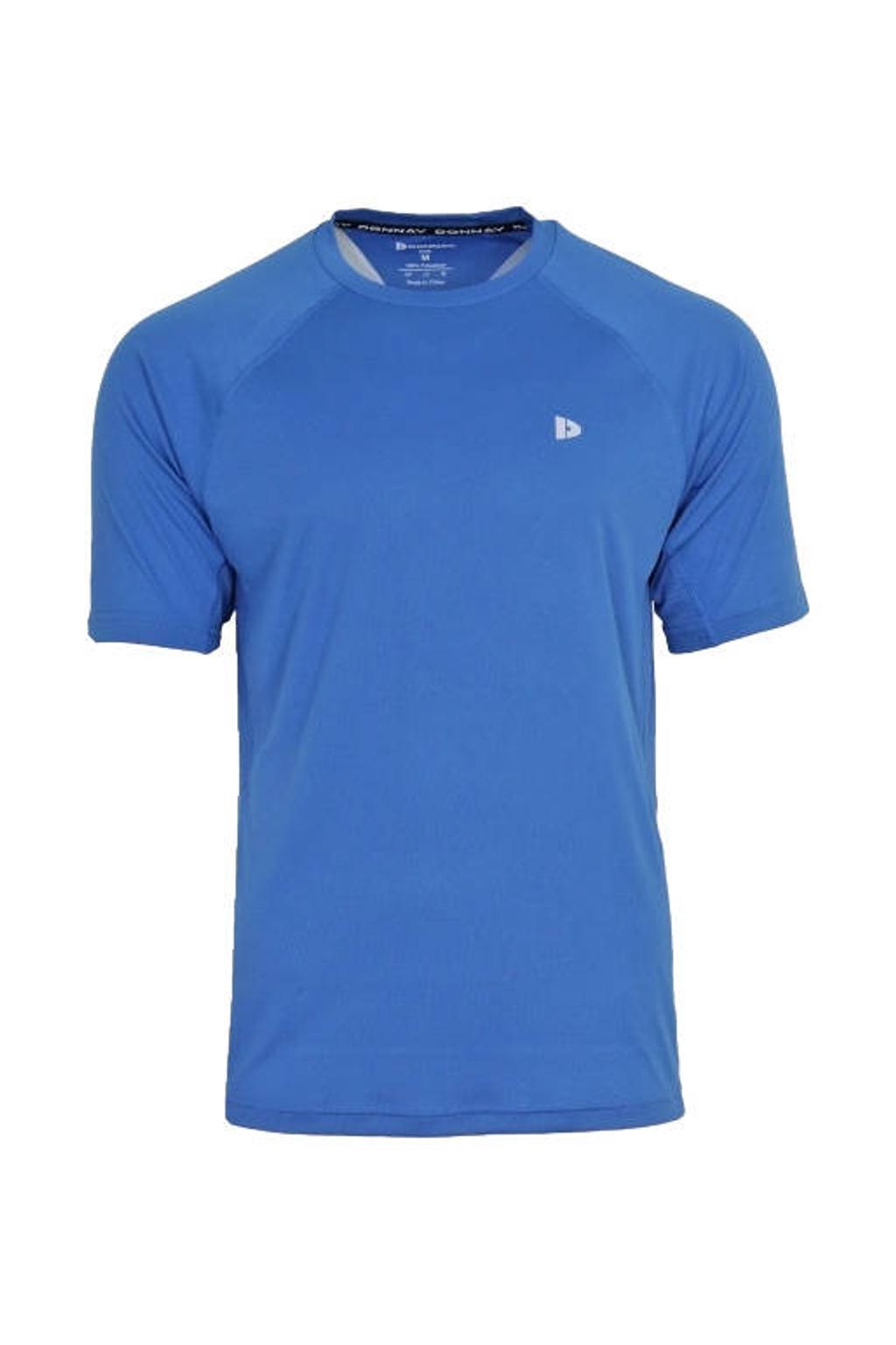 Blauwe heren Donnay sportshirt Andre van polyester met effen en korte mouwen
