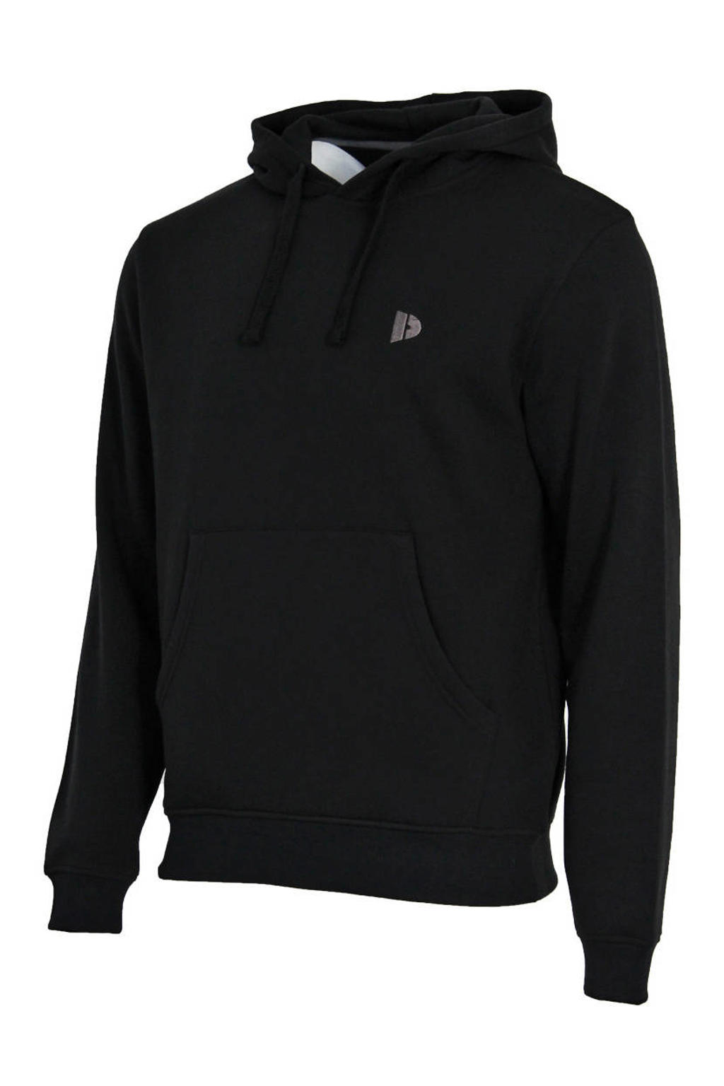 Zwarte heren Donnay hoodie Sem van polyester met effen, lange mouwen en capuchon