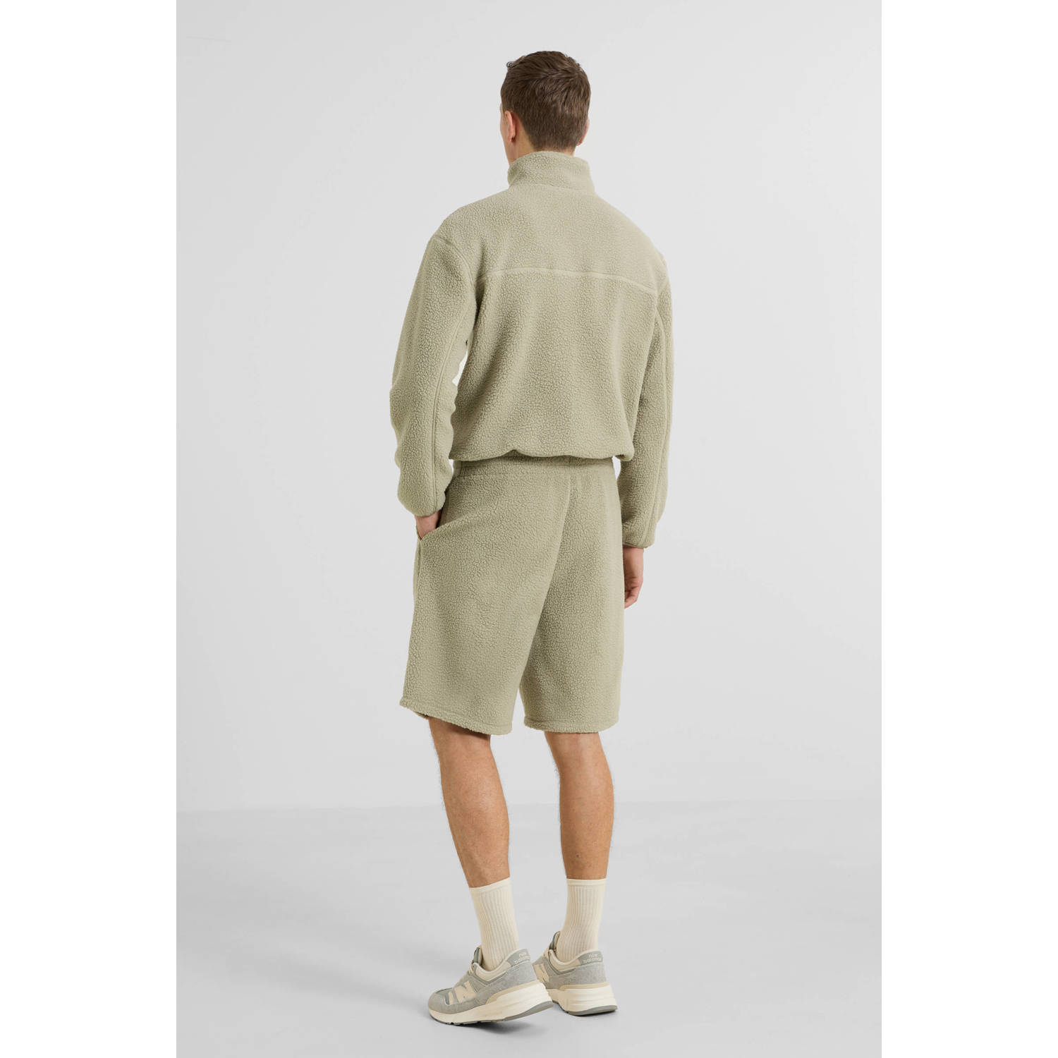 anytime teddy fleece short khaki