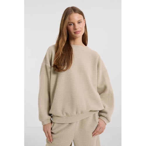 Anytime teddy fleece trui beige afbeelding