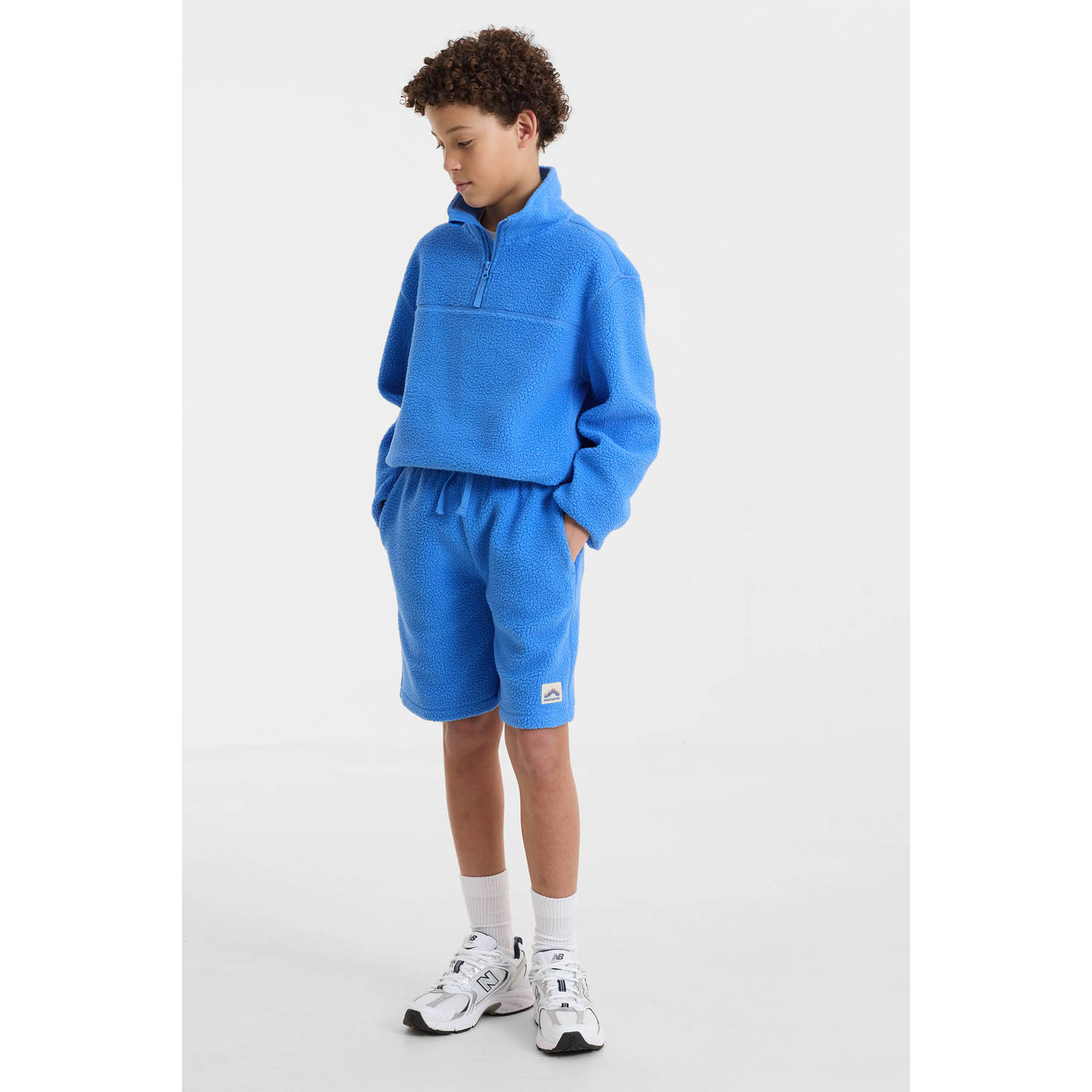 Anytime teddy fleece short blauw