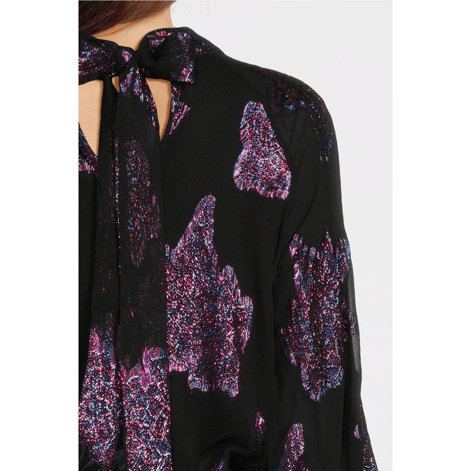 Aaiko gebloemde blousetop zwart paars