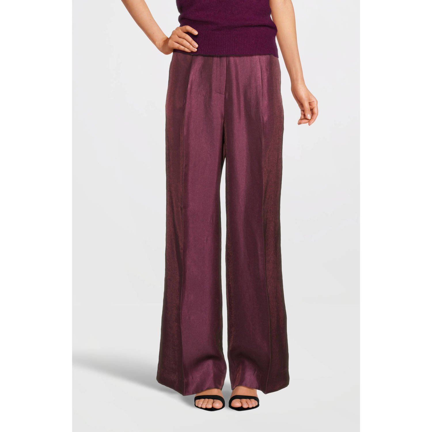 Aaiko wide leg pantalon donkerrood paars