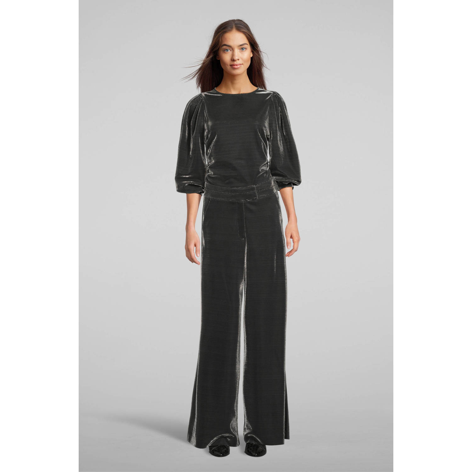 Aaiko wide leg pantalon zilver