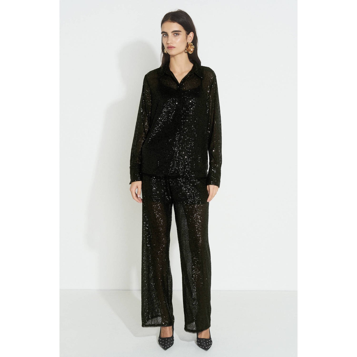 Ruby pailletten pantalon zwart