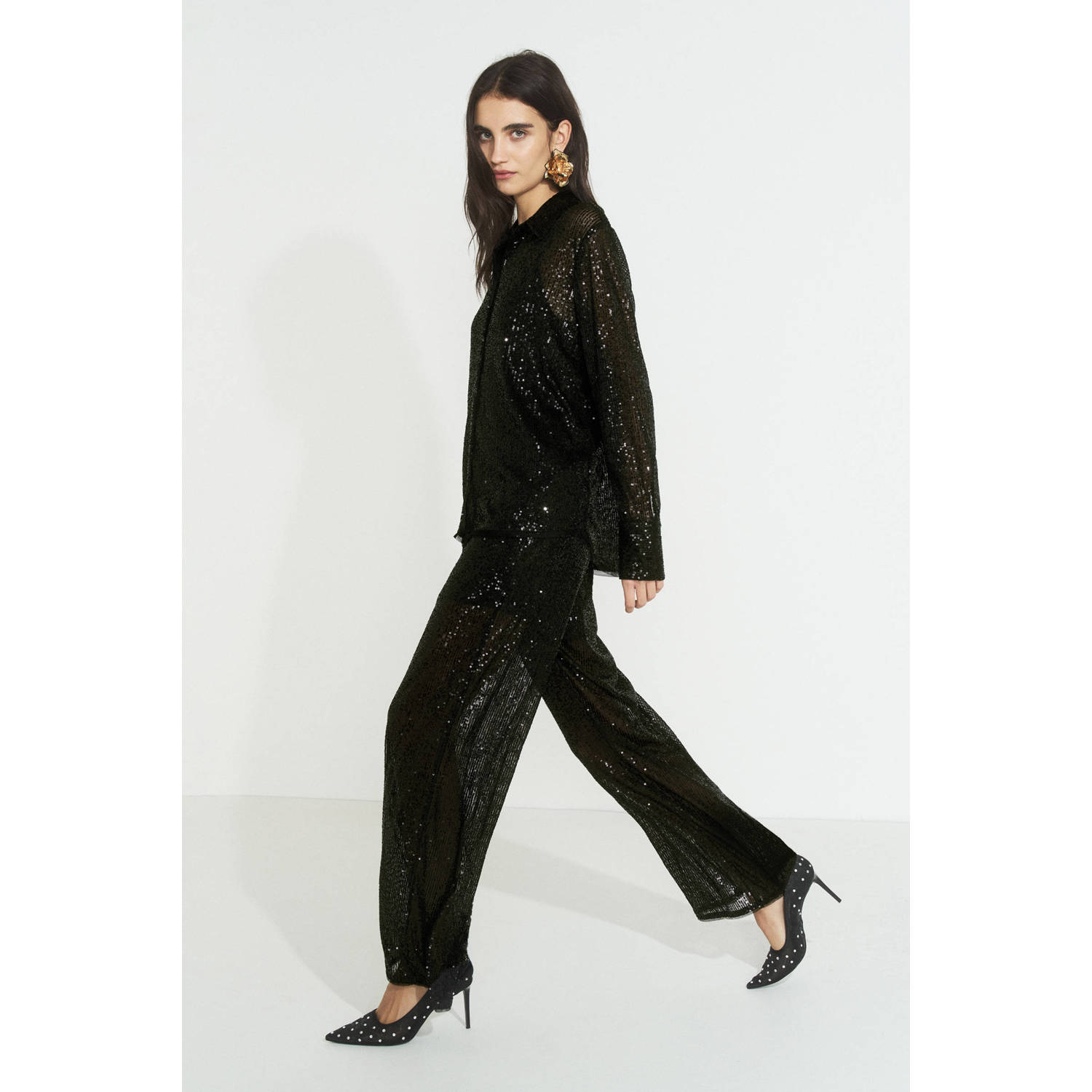 Ruby pailletten pantalon zwart